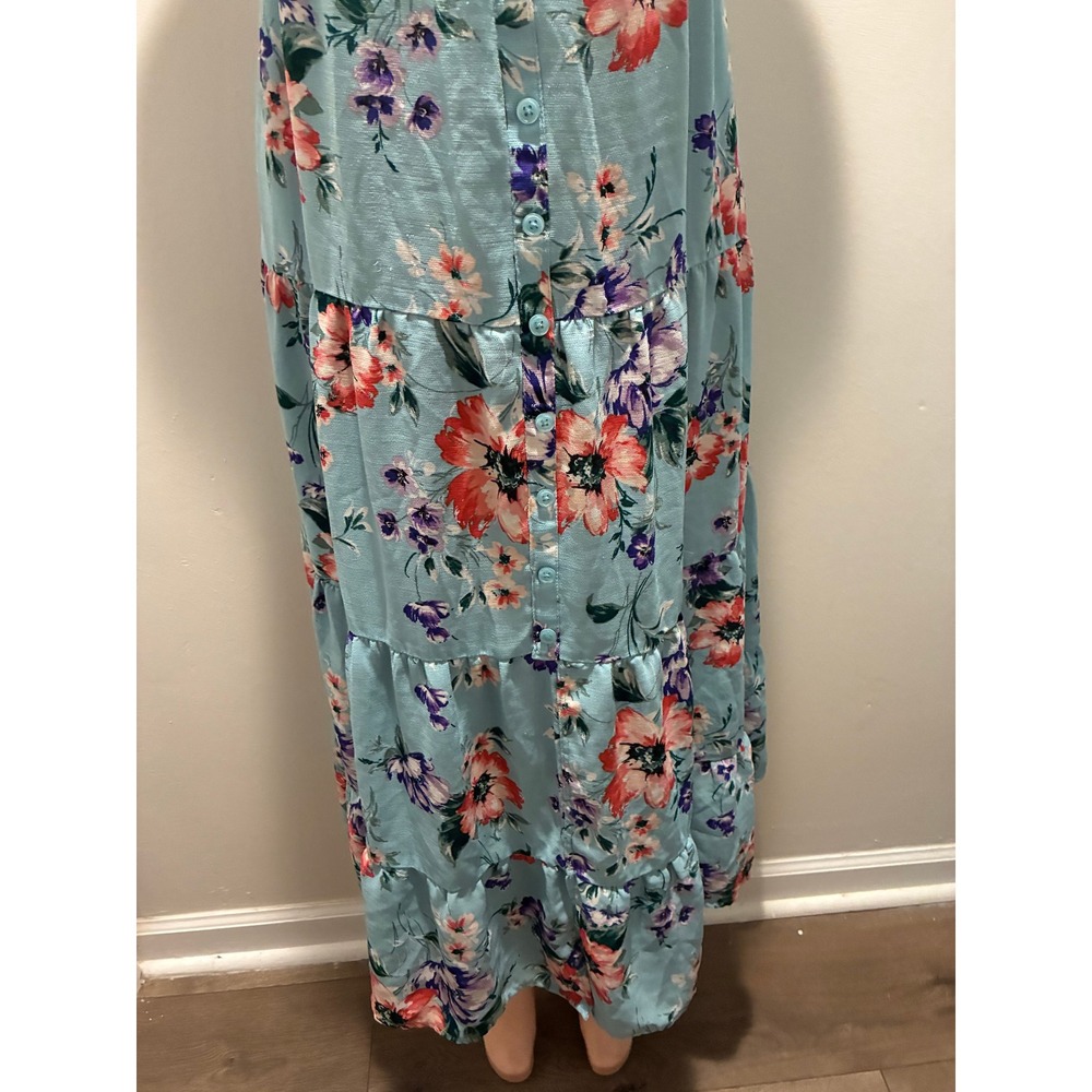 Xhilaration Maxi Dress Womens XXL Blue Tiered Sun Dress - Picture 2 of 4